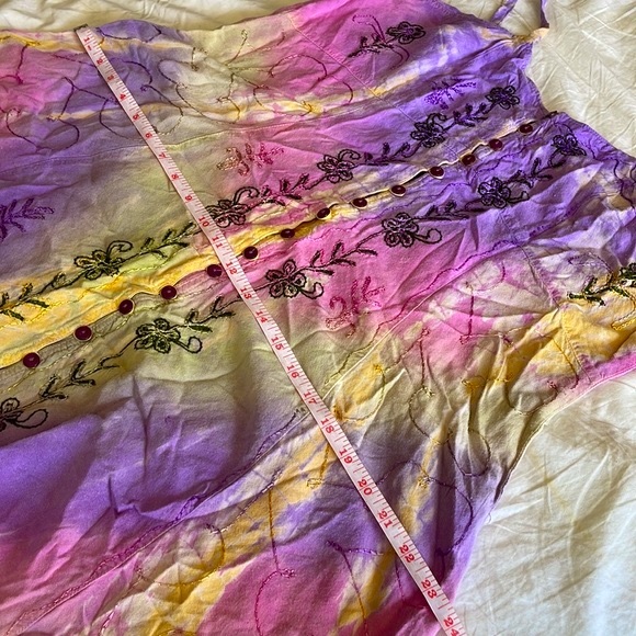 Henna tie dye Spaghetti Strap Embroidered Dress-OS - Picture 15 of 16